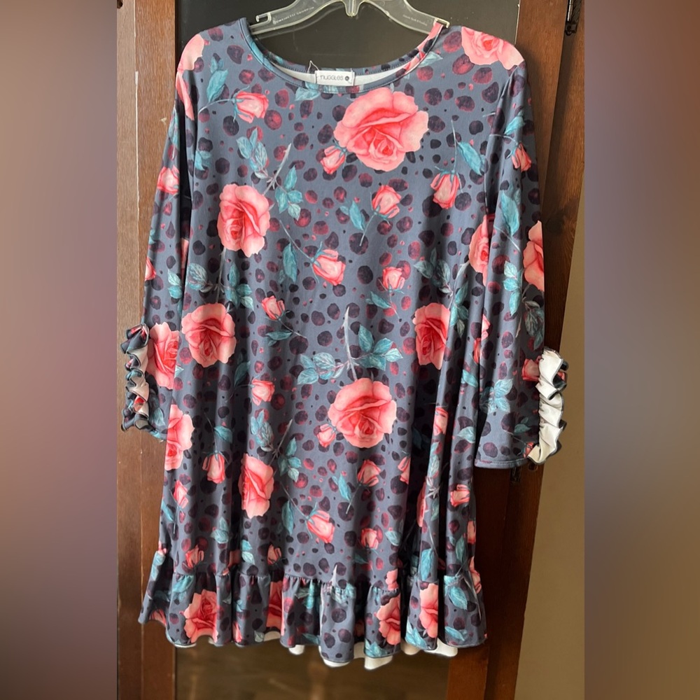 Floral Tunic Top with Ruffle Hem